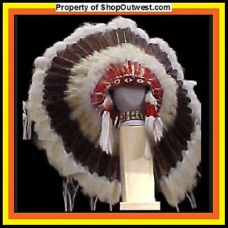 American Navajo 36 War Bonnet Headdress BROWN PRAIRIE brown & beige