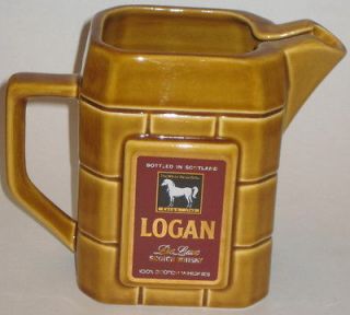 LOGAN DELUXE SCOTCH WHISKEY Vintage ADVERTISING Water JUG PITCHER w