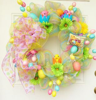 Easter Deco Mesh Wreath ~ Easter Chicks