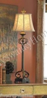 Luxury Slim Black IRON Buffet Table Lamp Antique Classic Wrought Cast