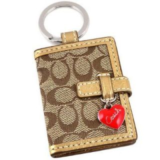 NEW COACH Signature Large Picture Frame w/Red Heart Charm Keychain