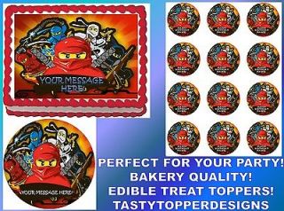 Ninjas Banner Party Theme Edible Cake Topper Image Cupcakes ALL SIZES