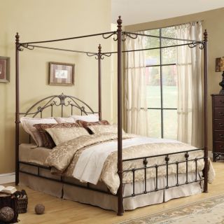 Home Creek Cast Iron Metal Canopy Bed Queen from Brookstone