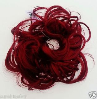 NEW DARK VELVET REAL RED SCRUNCHIE BUN UP DO HAIR PIECE EXTENSIONS