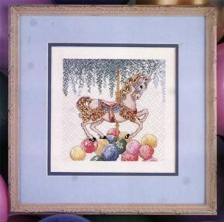 HORSE WITH BALLOONS CROSS STITCH PATTERN DESIGNED BY FRANKIE BUCKLEY