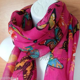 Butterfly Print Scarf Soft Big Celebrity Floral Butterflies Ladies
