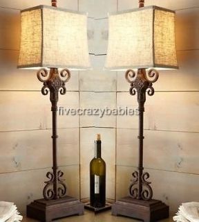 Spanish Iron MONTERREY Table Lamp PAIR Set NEIMAN MARCUS Accent Buffet