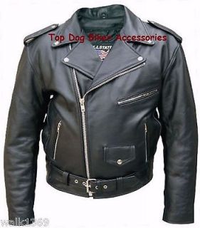 Mens ( TALL ) Motorcycle Premium Buffalo Hide Leather Biker Jacket