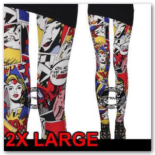 Lycra Women Sexy Leggings Tights Pants   Wonder Woman Comics sz L / XL