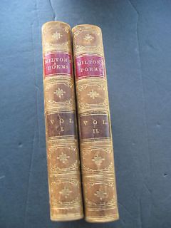 TWO VOLUME SET The Poems of Milton 1859 LEATHER BOUND Notes by Thomas