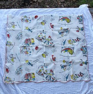 50s CARTOON Tablecloth Table NEW never used JOKES picnic camping 88