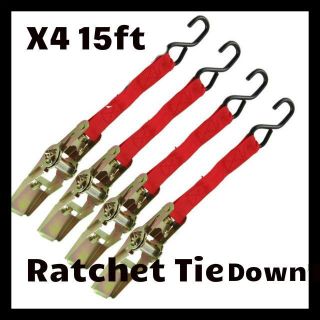 15ft RATCHET RATCHETING TIE DOWN STRAPS FOR USE WITH CARS BOATS