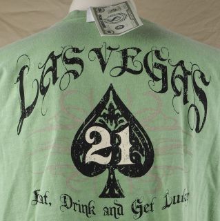 Crazy Shirts Las Vegas Eat Drink Get Lucky T shirt Medium Money Dyed