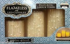 Flameless Candles 3 Pack LED with 5 hour timer Unscented Cream Colored