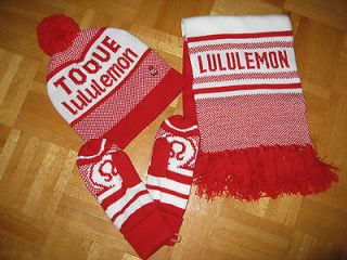 Lululemon Canada Cheer Gear 3 pc Toque Hat, Scarf & Mittens ~ NWOT