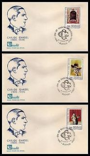 ARGENTINA 1985 Carlos Gardel tango singer full set on 3 FDC covers