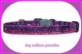 pink & purple sparkle chihuahua teacup dog/pup collar 2 sizes