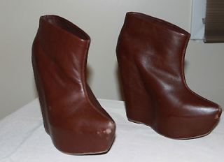 Jeffrey Campbell Brown Zorey Platform Wedge Booties Size 7 Sold Out