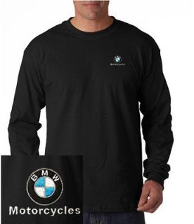 BMW Motorcycles Logo EMBROIDERED Black Long Sleeve Heavy Cotton T
