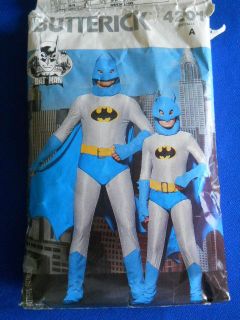 4201 Mens Batman Costume sew pattern.Size A small cape gloves suit