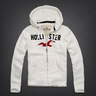 Hollister (By Abercrombie) Mens White Zipper Hoodie Jumper Sweater S