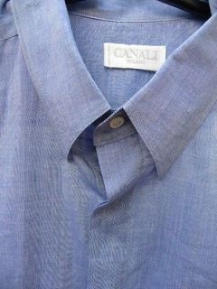 CANALI GORGEOUS FINEST CHAMBRAY SHIRT MADE IN ITALY SZ 43/17