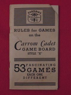 1901 Carrom Cadet Game Board Rules For Games Booklet