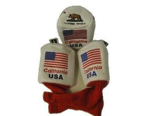 Newly listed California State bear logo 3 Headcovers Driver 3 X New