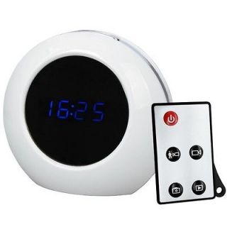 White Spy Clock DVR Hidden Camera Remote Control Mini Spy Cam + 8GB Tf