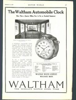 1919 ad Klaxon Car Auto Automobile Horn Ford Waltham Clock B 2 Packard