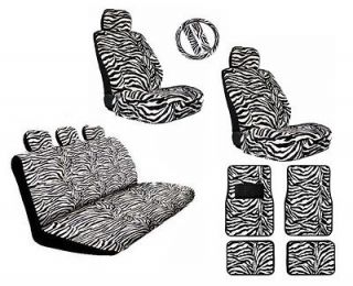 CAR SEAT COVERS FOR CAR,VAN,SUV,TRUCK 16PCS WHITE ZEBRA LOW BACK/SOLID