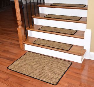 Indoor/Outdoor Flatweave Carpet Stair Treads   River Rock Obsidian + 2