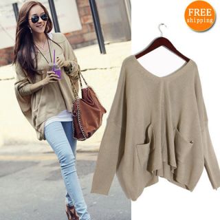 Large size casual V neck to the pros and cons of wear loose knit Cloak