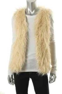 Hydraulic NEW Ivory Reversible Satin Fuax Fur Open Front Casual Vest S