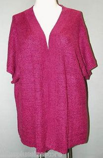 Plus Size 3X Open Knit Sweater Cardigan Catherines Wine Pink