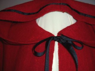 Little Red Riding Hood Heavy Wool Rustic Cape Cloak closure options