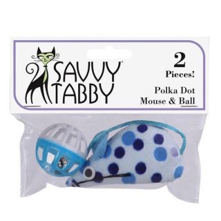 Savvy Tabby Polka Dot Mouse & Ball Cat Toys 2 Packs Lattice Cat Toy