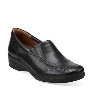 Clarks UN.CLAP 60930 Womens Black Leather Slip Resistant Comfort Work