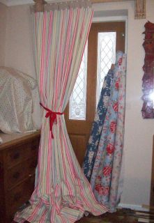 TAB TIE TOP curtains MADE IN CATH KIDSTON WOBBLE STRIPE to fit 200cm