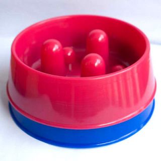 Dog Food Bowl Dish Stop Eating Too Fast Slow Eat Choke Feeder 2 Colors