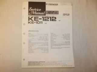 Pioneer KE 1212 Cassette Car Stereo Original Service Manual