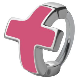 Modern Pink Cross Cartilage Huggie Hoop Earring Helix Piercing