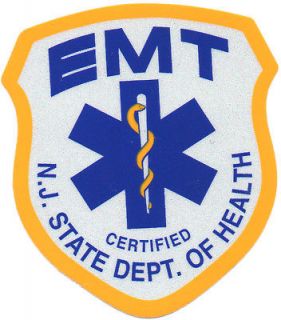 NEW JERSEY STATE CERTIFIED EMT SMALLER HIGHLY REFLECTIVE E.M.T. DECAL