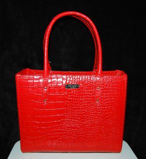 Kate Spade Quinn Carlsbad red croc leather purse handbag tote