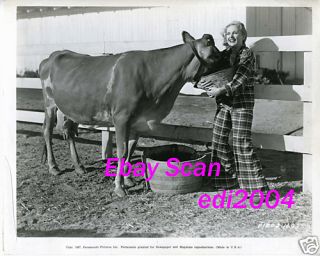 CAROLE LOMBARD IN PAJAMAS & HER COW Original 1937 Photo Personal