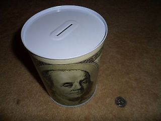 GIANT 100 dollar bill saving metal coin tin bank piggy SEALED 4 3/4 X