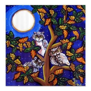 Moonlight Owls Folk Art Shower Curtain by 639218975