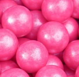 Shimmer Bright Pink 1 Inch Gumballs Chewing Gum Five Pound (5LB) Bag