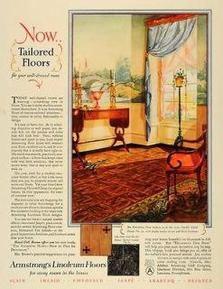 1928 Ad Armstrongs Cork Linoleum Floor Interior Design   ORIGINAL