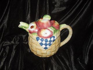Apple Basket Tea Pot Ceramic MADE IN THAILAND CERTIFIED INTL CORP